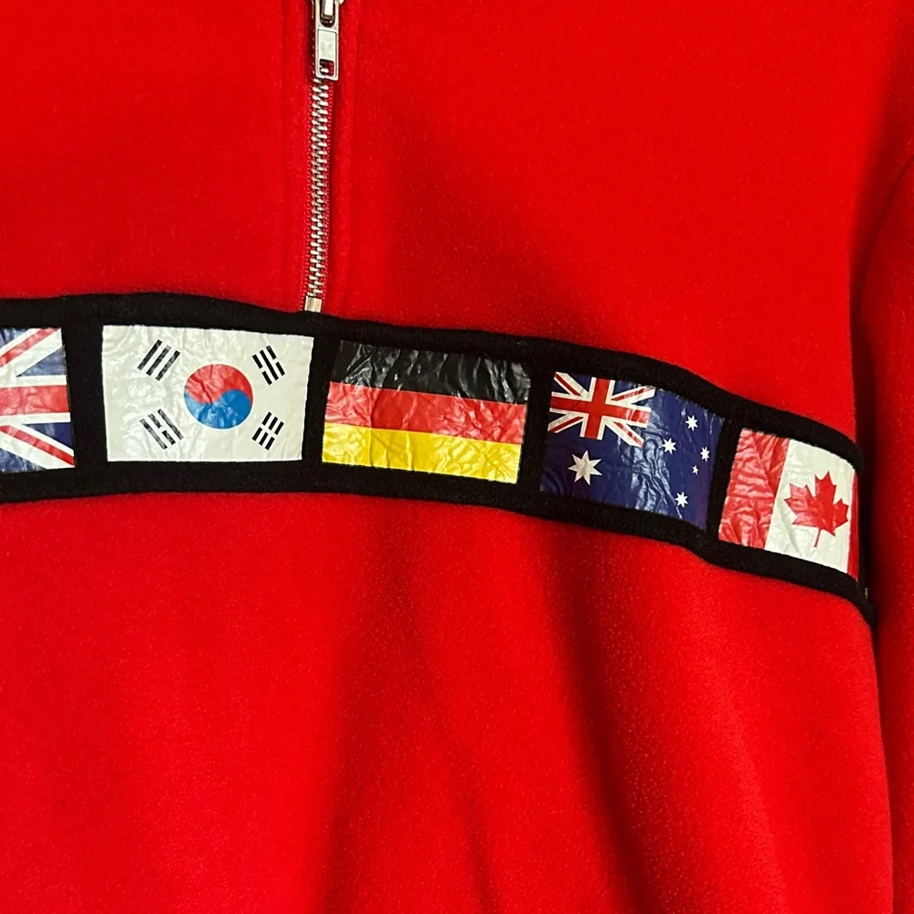 Forever 21 Red Zip-Up Sweater with Flag Design - Picture 4 of 4